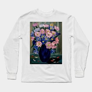 A lovely boutique of flowers in a blue vase . Long Sleeve T-Shirt